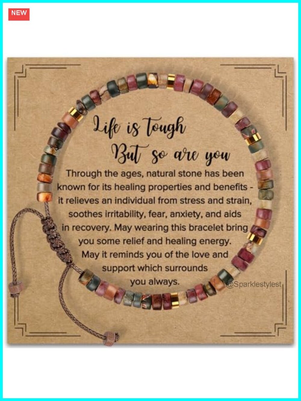 Natural Stone Beaded Bracelet Inspirational Gift for Women Elastic